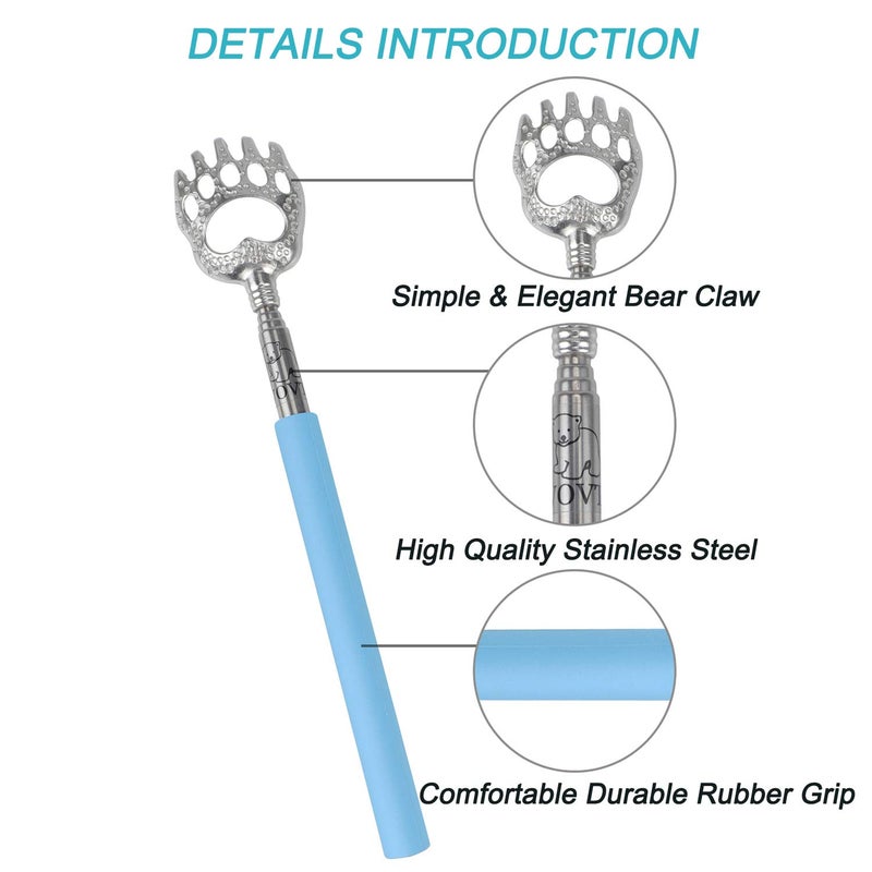 WOVTE Bear Claw Telescopic Back Scratcher Blue, Christmas Gifts Stocking Stuffers for Men Women Adults Mom Dad Husband Wife - Image 5